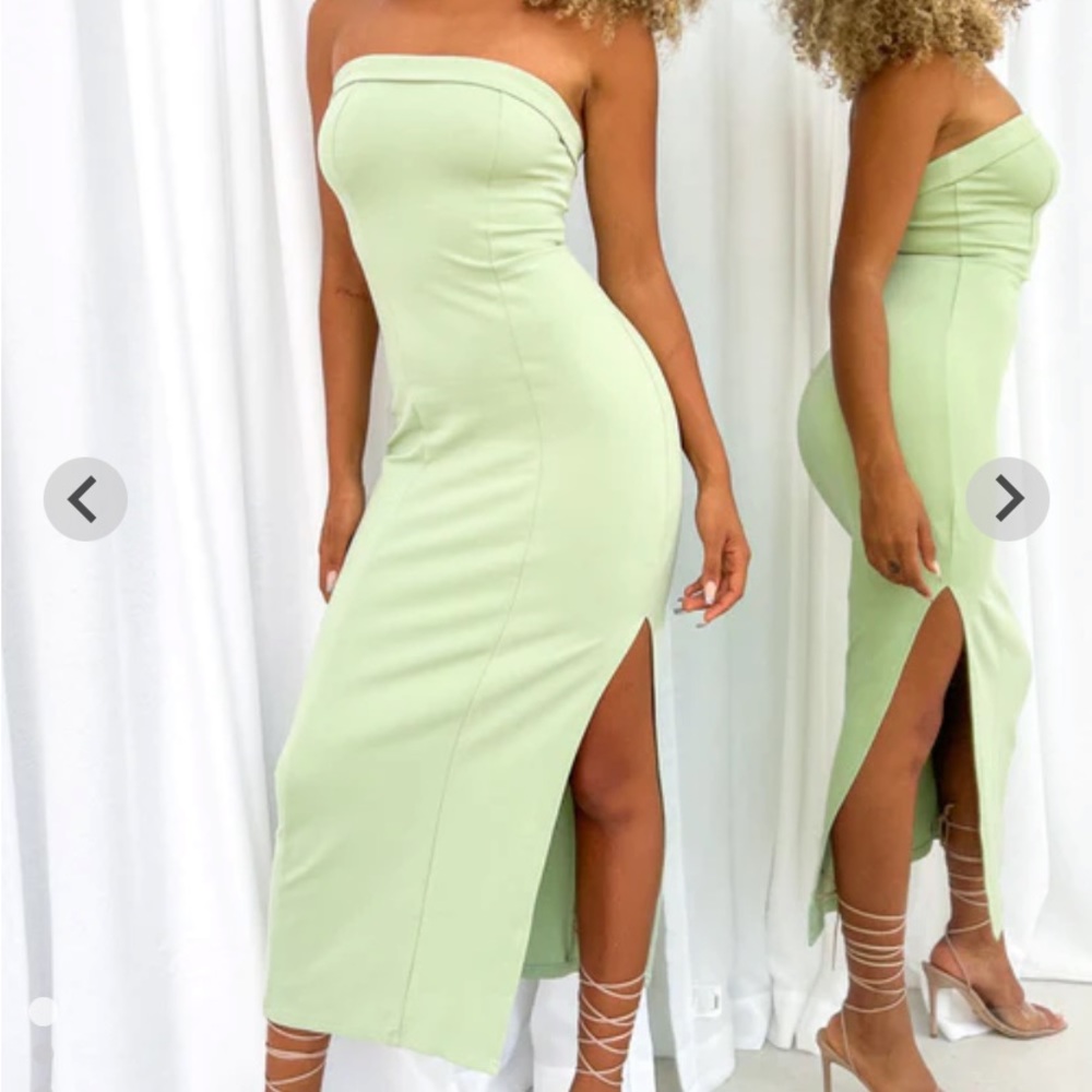Bloom Sage Strapless Maxi Dress from Beginning Boutique